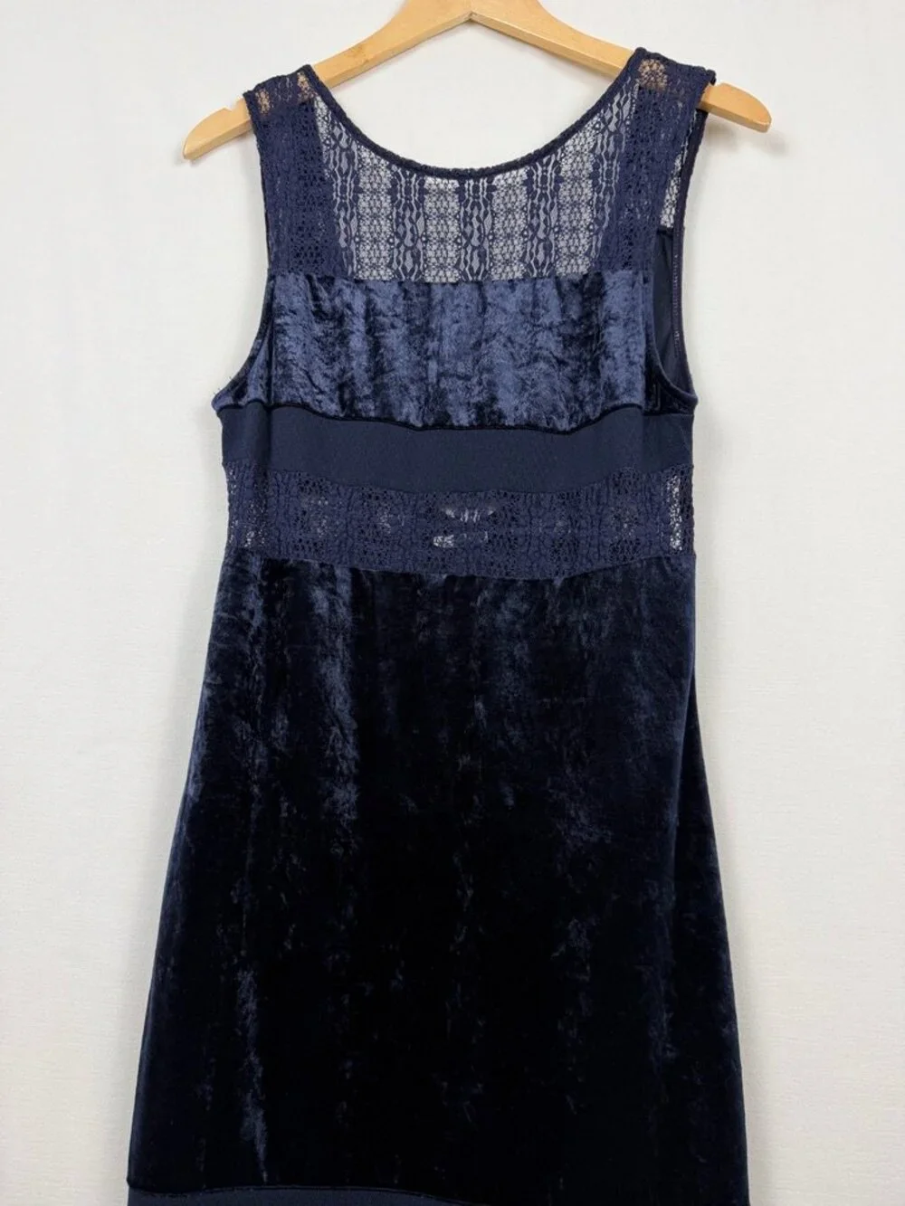 Free People Keep In Line Velvet Lace Column Maxi Dress Midnight Blue Small S